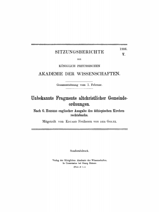 Cover image: Unbekannte Fragmente altchristlicher Gemeindeordnungen 1st edition 9783112505717