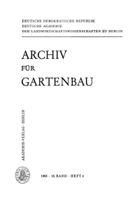 صورة الغلاف: Archiv für Gartenbau. Band 13, Heft 4 1st edition 9783112506332