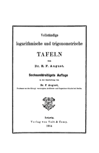 Cover image: Vollständige logarithmische und trigonometrische TAFELN 36th edition 9783112512456