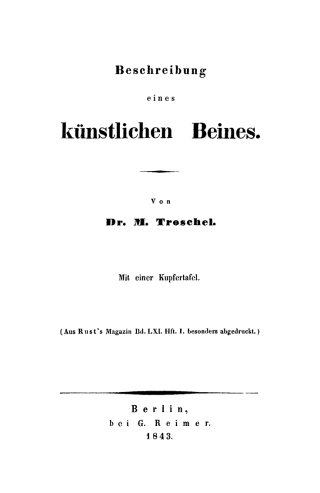 Cover image: Beschreibung eines künstlichen Beines 1st edition 9783112512593