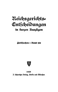 Imagen de portada: Reichsgerichts-Entscheidungen in kurzen Auszügen / Zivilsachen. Band 158 1st edition 9783112514498