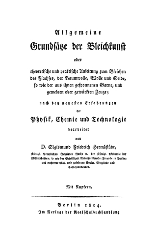 Cover image: Allgemeine Grundsätze der Bleichkunst 1st edition 9783112515655