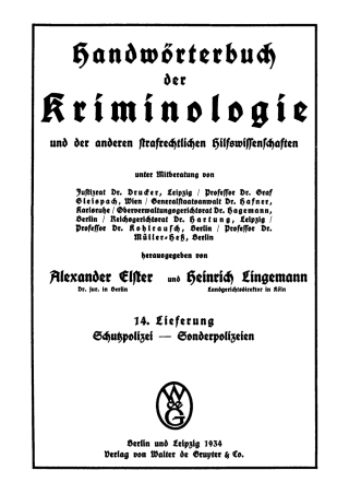 Cover image: Schutzpolizei – Sonderpolizeien 1st edition 9783112515952
