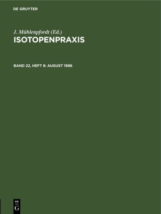 Cover image: August 1986 1st edition 9783112523353