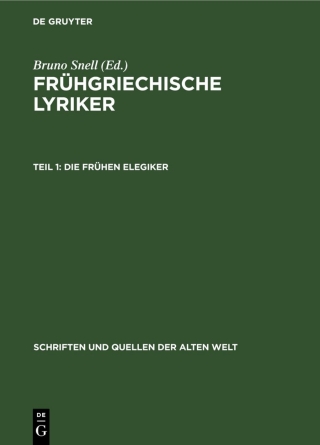 Imagen de portada: Die Frühen Elegiker 1st edition 9783112528372