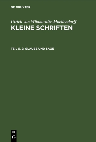 Cover image: Glaube und Sage 1st edition 9783112528730