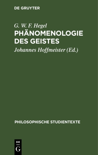 Cover image: Phänomenologie des Geistes 1st edition 9783112530993