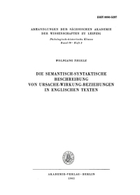 Cover image: Die semantisch-syntaktische Beschreibung von Ursache-Wirkung-Beziehungen in englischen Texten 1st edition 9783112532812