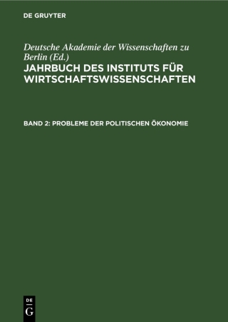 Cover image: Jahrbuch des Instituts für Wirtschaftswissenschaften. Band 2 1st edition 9783112533956