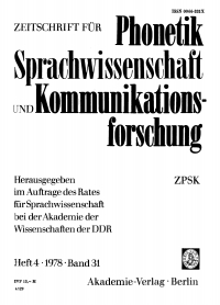 Cover image: Zeitschrift für Phonetik Sprachwissenschaft und Kommunikationsforschung. Band 31, Heft 4 1st edition 9783112540473
