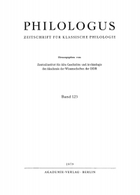 Cover image: Philologus. Band 123, Heft 1 1st edition 9783112544433