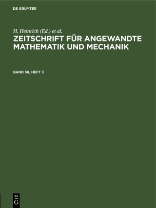 Imagen de portada: Zeitschrift für Angewandte Mathematik und Mechanik. Band 58, Heft 3 1st edition 9783112549353