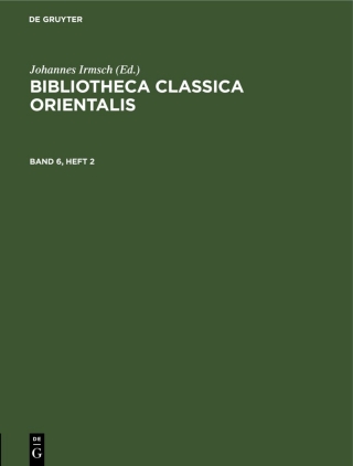 Imagen de portada: Bibliotheca Classica Orientalis. Band 6, Heft 2 1st edition 9783112556498