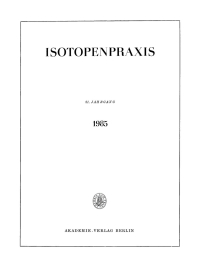 Cover image: Isotopenpraxis. Band 21, Heft 1 1st edition 9783112559116