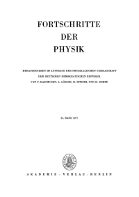 Titelbild: Fortschritte der Physik / Progress of Physics. Band 25, Heft 1 1st edition 9783112559314