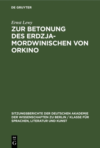 Cover image: Zur Betonung des Erdzja-Mordwinischen von Orkino 1st edition 9783112564271