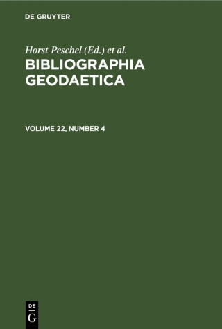 Imagen de portada: Bibliographia Geodaetica. Volume 22, Number 4 1st edition 9783112569610