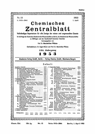Cover image: 1. April 1953 1st edition 9783112572191