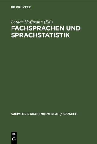 Cover image: Fachsprachen und Sprachstatistik 1st edition 9783112573396