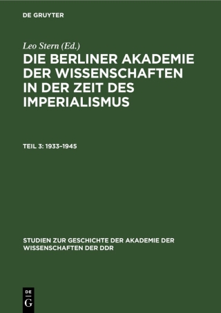 Imagen de portada: 1933–1945 1st edition 9783112574898