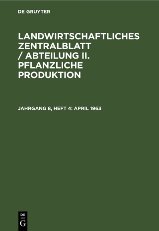 Cover image: April 1963 1st edition 9783112578230