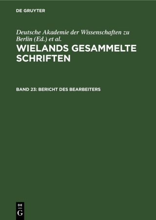 Imagen de portada: Bericht des Bearbeiters 1st edition 9783112582152