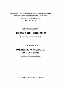 Cover image: Sorbische (Wendische) Bibliographie 2nd edition 9783112582992