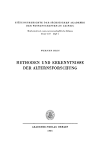 Omslagafbeelding: Methoden und Erkenntnisse der Alternsforschung 1st edition 9783112583159