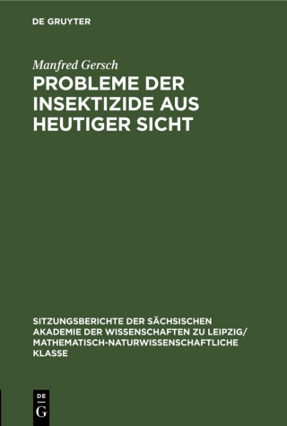 Cover image: Probleme der Insektizide aus heutiger Sicht 1st edition 9783112584057