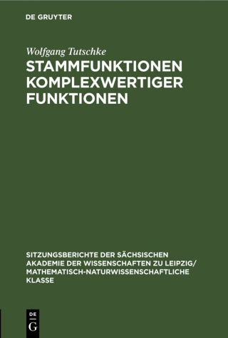 Cover image: Stammfunktionen komplexwertiger Funktionen 1st edition 9783112584279