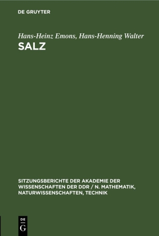Cover image: Salz 1st edition 9783112585474