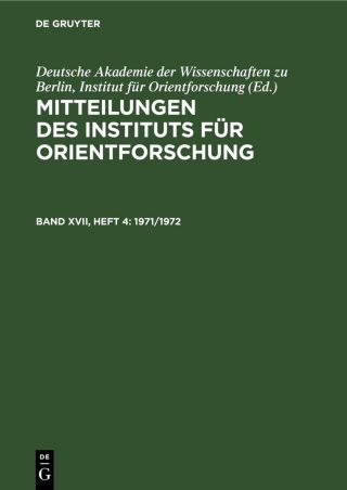 Cover image: 1971/1972 1st edition 9783112588697