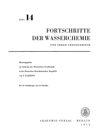 صورة الغلاف: Fortschritte der Wasserchemie und ihrer Grenzgebiete. Heft 14 1st edition 9783112590430