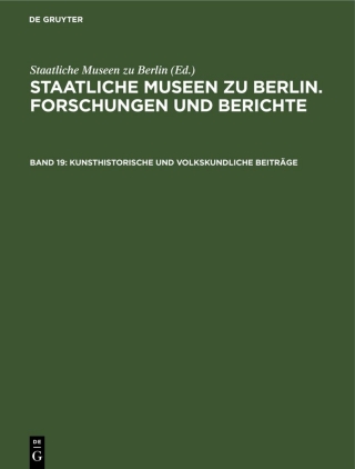 Cover image: Kunsthistorische und volkskundliche Beiträge 1st edition 9783112591314