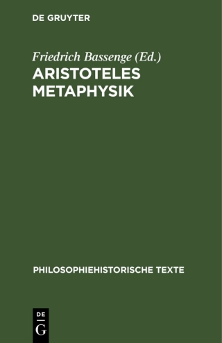 Imagen de portada: Aristoteles Metaphysik 1st edition 9783112591451