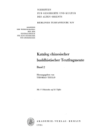 Omslagafbeelding: Katalog chinesischer buddhistischer Textfragmente, Band 2 1st edition 9783112592335
