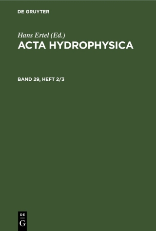 صورة الغلاف: Acta Hydrophysica. Band 29, Heft 2/3 1st edition 9783112592816
