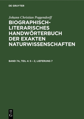 Cover image: S – Z, Lieferung 7 1st edition 9783112593639
