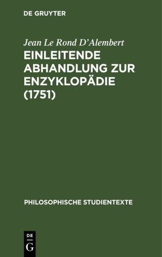 Imagen de portada: Einleitende Abhandlung zur Enzyklopädie (1751) 1st edition 9783112593813