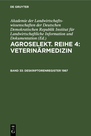 Cover image: Deskriptorenregister 1987 1st edition 9783112594971