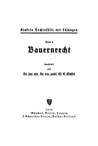 Cover image: Bauernrecht 1st edition 9783112602577
