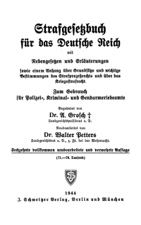 صورة الغلاف: Strafgesetzbuch für das Deutsche Reich 16th edition 9783112607312