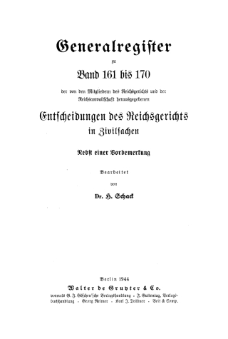 Cover image: Generalregister zu Band 161 bis 170 1st edition 9783112607893