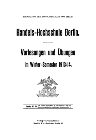 Cover image: Winter-Semester 1913/14 1st edition 9783112609538