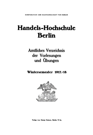 Cover image: Wintersemester 1917/18 1st edition 9783112609590