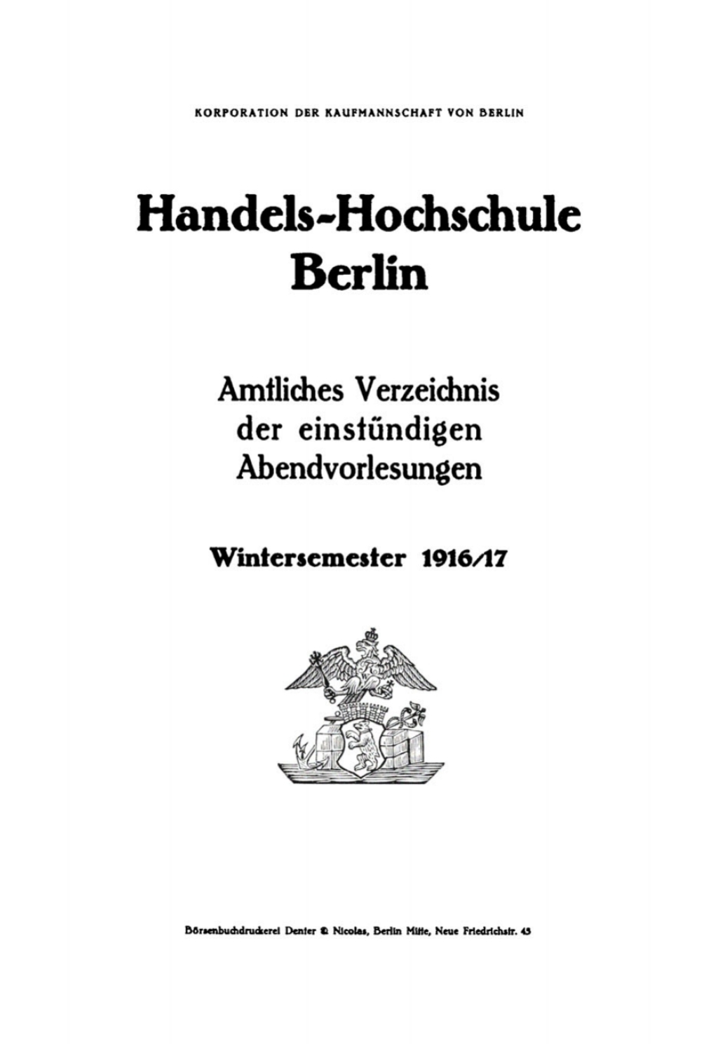 Amtliches Verzeichnis der einstündigen Abendvorlesungen 1st Edition