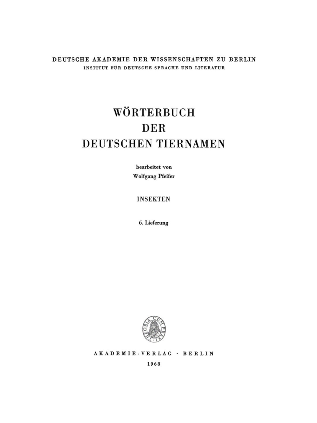 Insekten, Lieferung 6 1st Edition