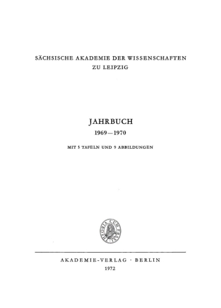 Imagen de portada: 1969–1970 1st edition 9783112616819