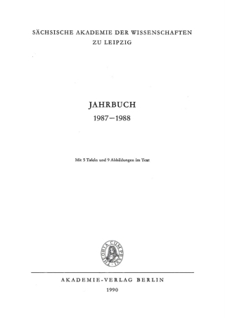 Cover image: 1987–1988 1st edition 9783112616994