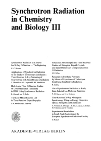 Cover image: Synchrotron Radiation in Chemistry and Biology III 1st edition 9783112620472